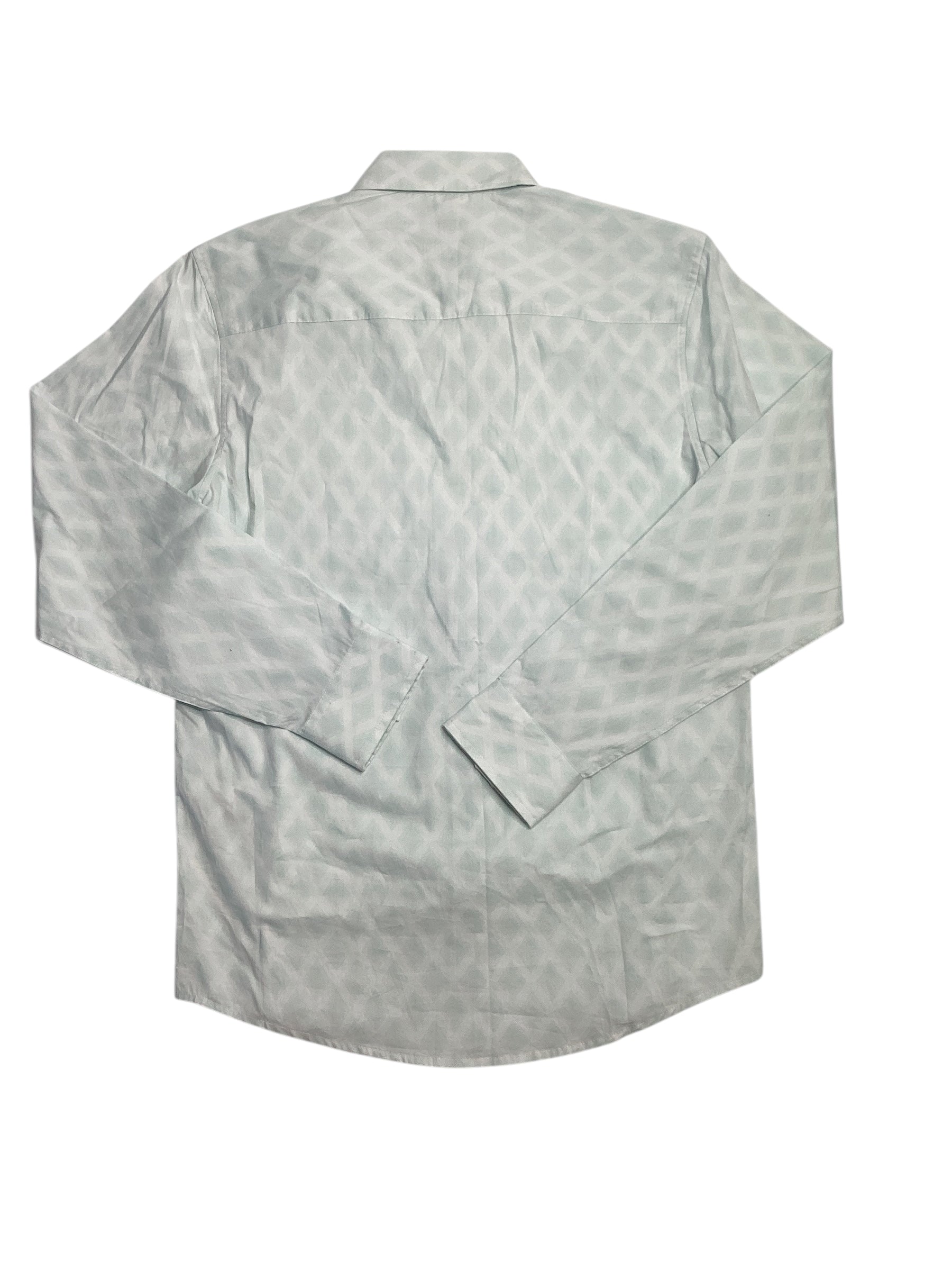 Alfani Mens Regular fit Long Sleeve Button-Up Shirt Small Green Argyle/Diamond