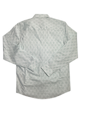 Alfani Men's Diamond Print Button Up Long Sleeve Shirt Green XL