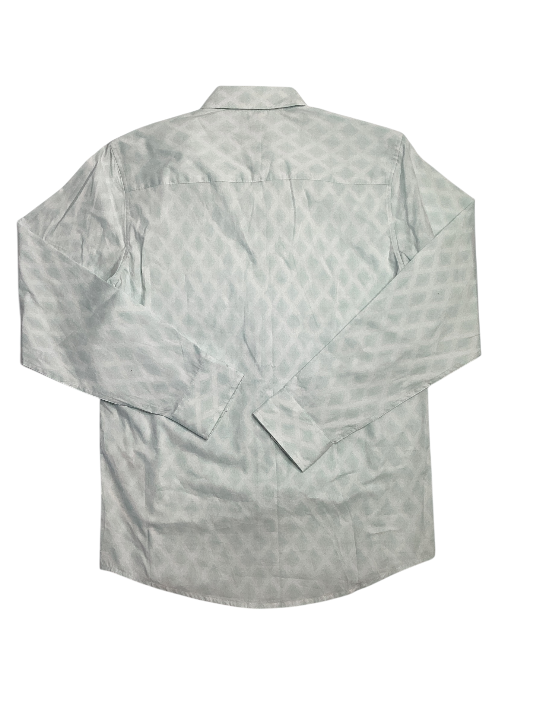 Alfani Mens Regular fit Long Sleeve Button-Up Shirt XL Green Argyle Diamond