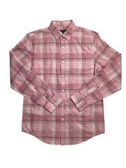 Alfani Mens Lomia Regular Fit Yarn Dyed Button Down Shirt Rose Pink Small