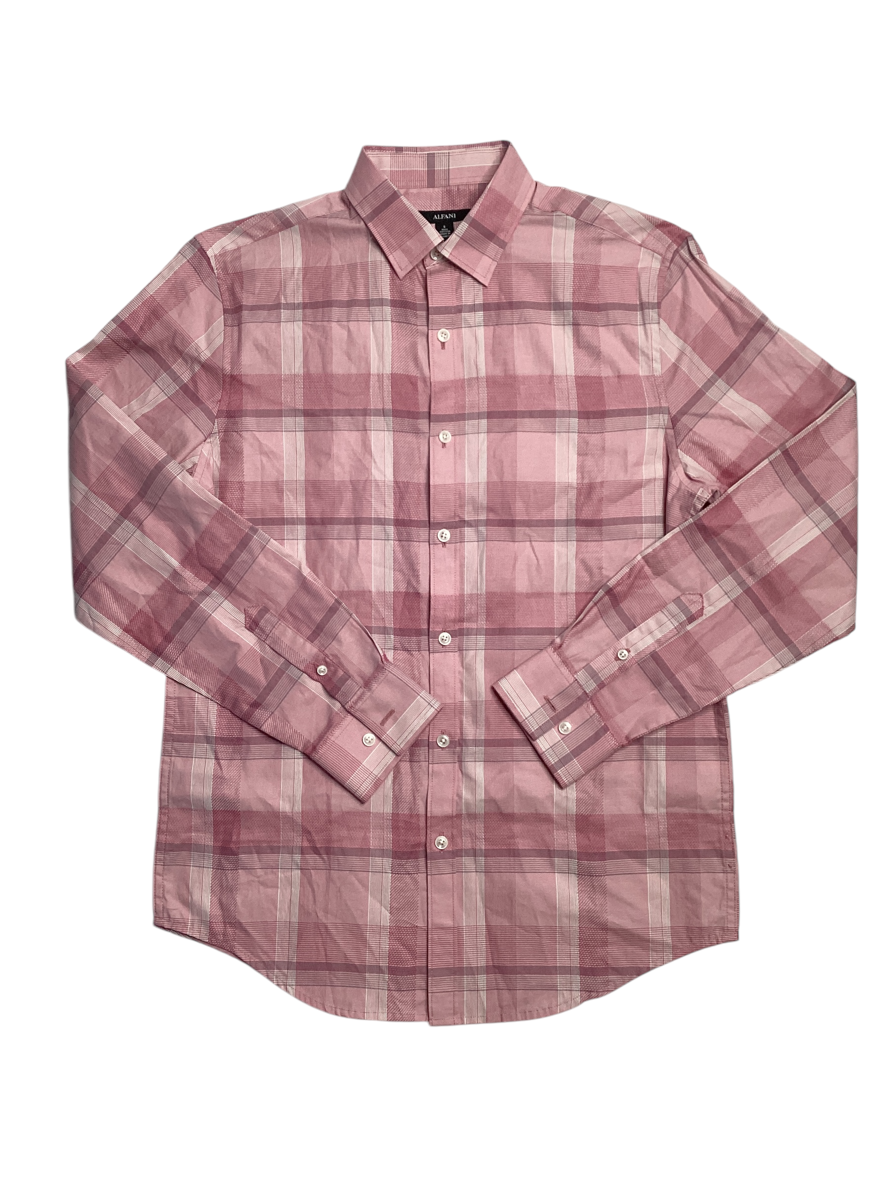 Alfani Mens Lomia Regular Fit Yarn Dyed Button Down Shirt Rose Pink XL