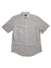 Alfani Mens Regular fit Short Sleeve Button-Up Shirt Small White Striped