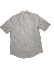 Alfani Mens Regular Fit Yarn Dyed Button Up Short Sleeve Shirt White Small