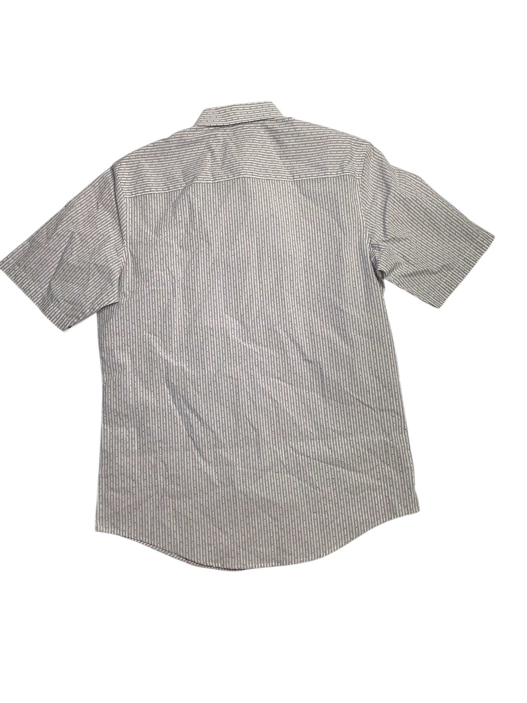 Alfani Mens Regular fit Short Sleeve Button-Up Shirt Small White Striped