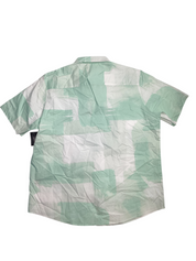 Alfani Painted Blocks Regular Fit Button Up Short Sleeve Shirt Green 2Xl 2XL