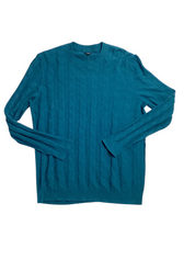 Alfani Mens Textured Chevron Long Sleeve Crewneck Sweater Blue Gem XL