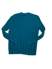 Alfani Mens Textured Chevron Long Sleeve Crewneck Sweater Blue Large