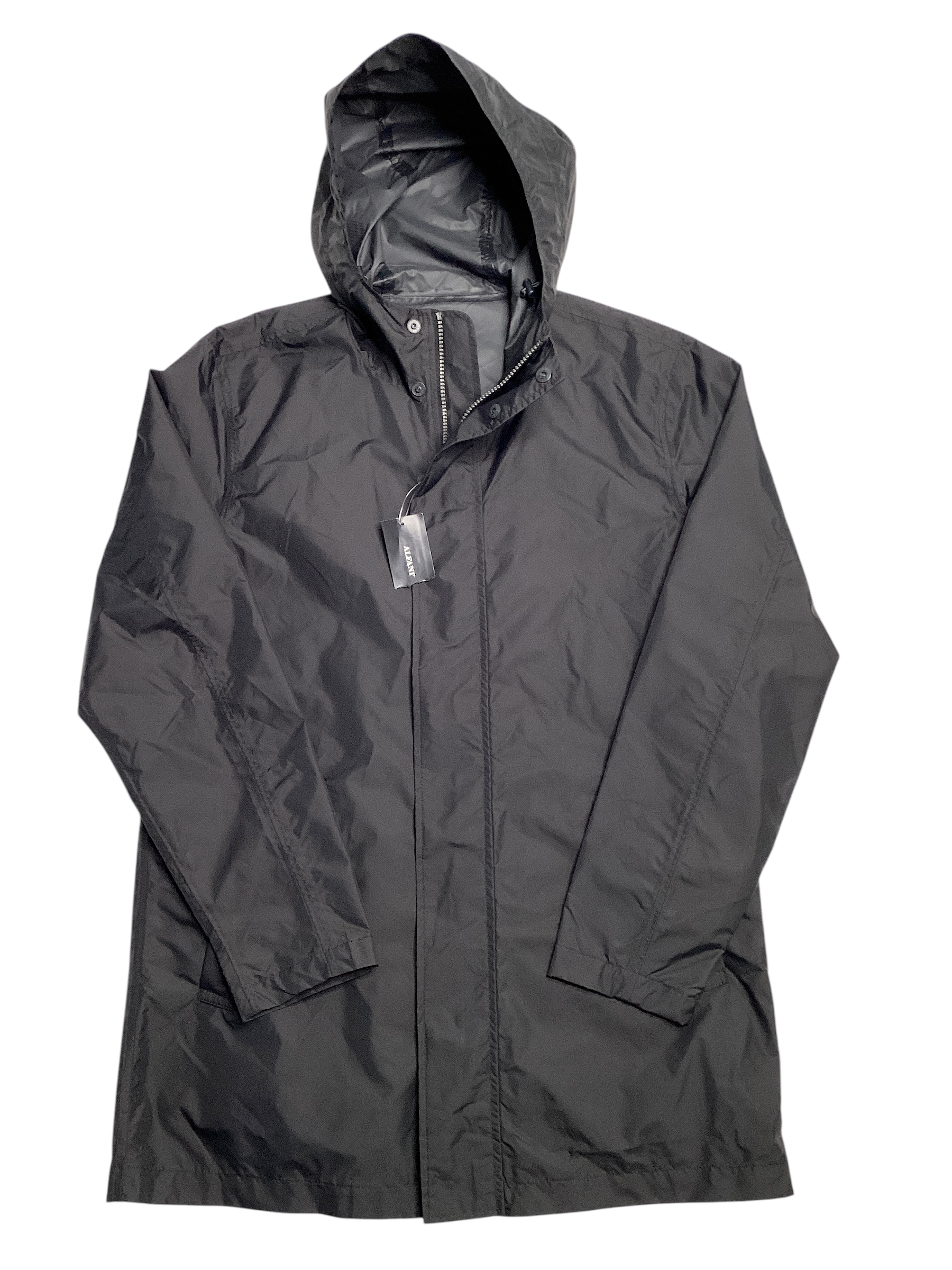 Alfani Mens Packable Hooded Rain Coat Black Small