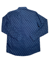 Alfani Men's Regular Fit Diamond Print Button Up Shirt Blue Small