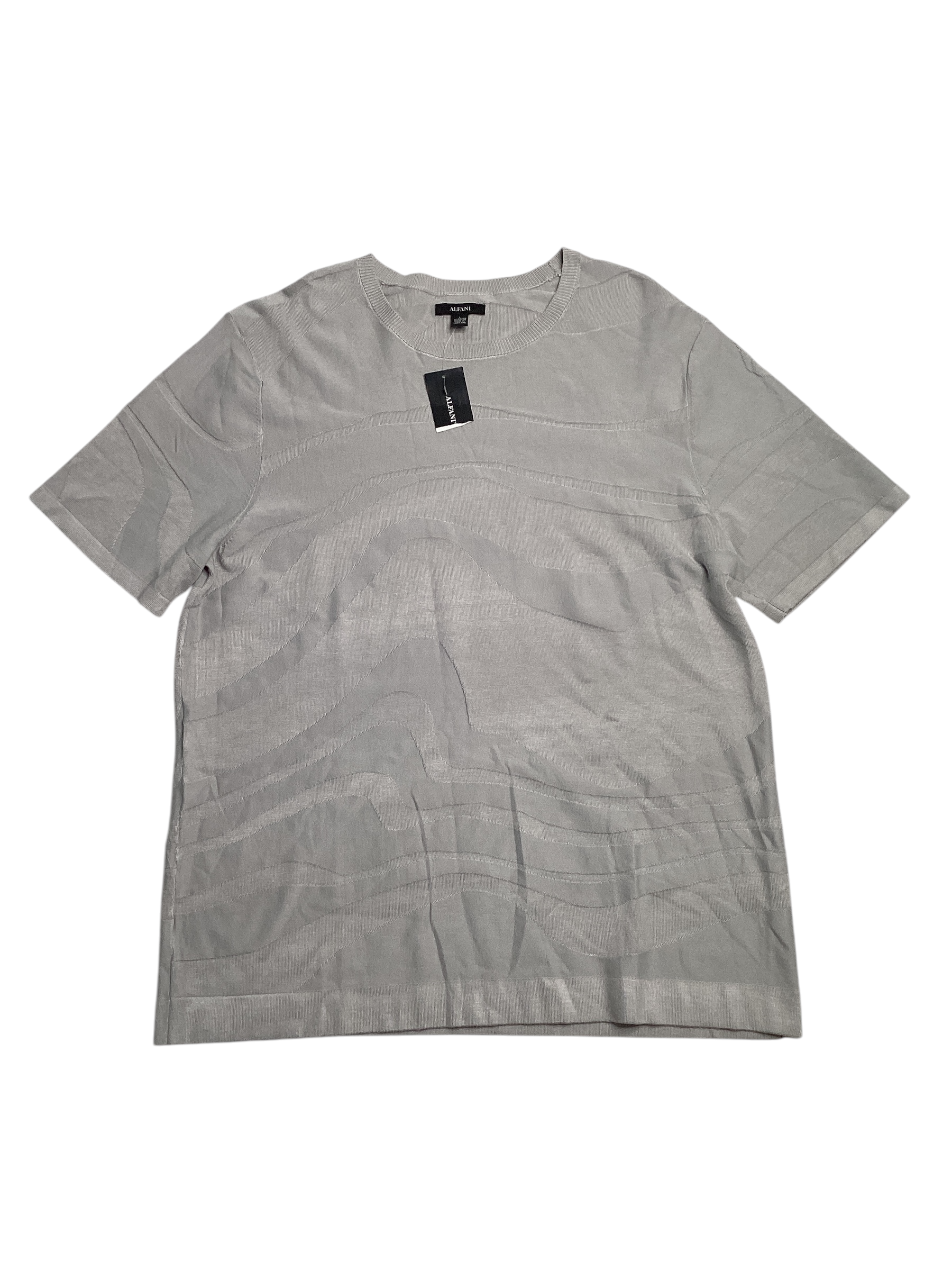Alfani Mens Regular fit Short Sleeve T-Shirt Shirt Large Light Grey Solid