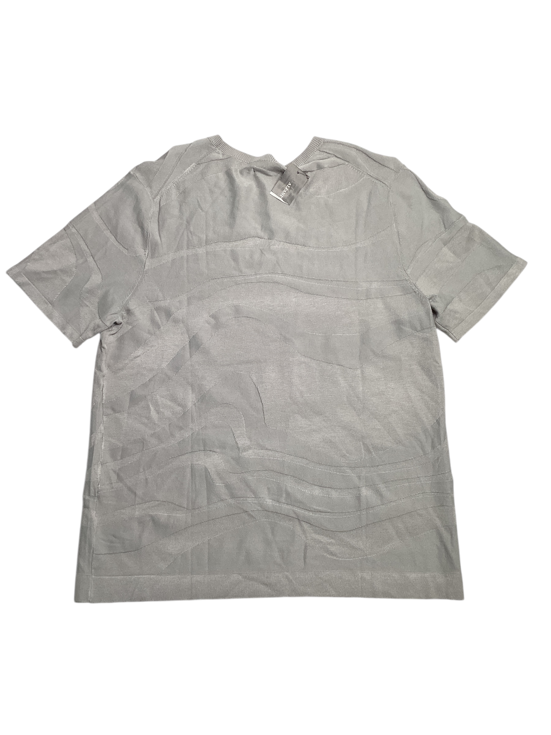 Alfani Mens Tonal Wave Jacquard Short Sleeve T Shirt Grey Large