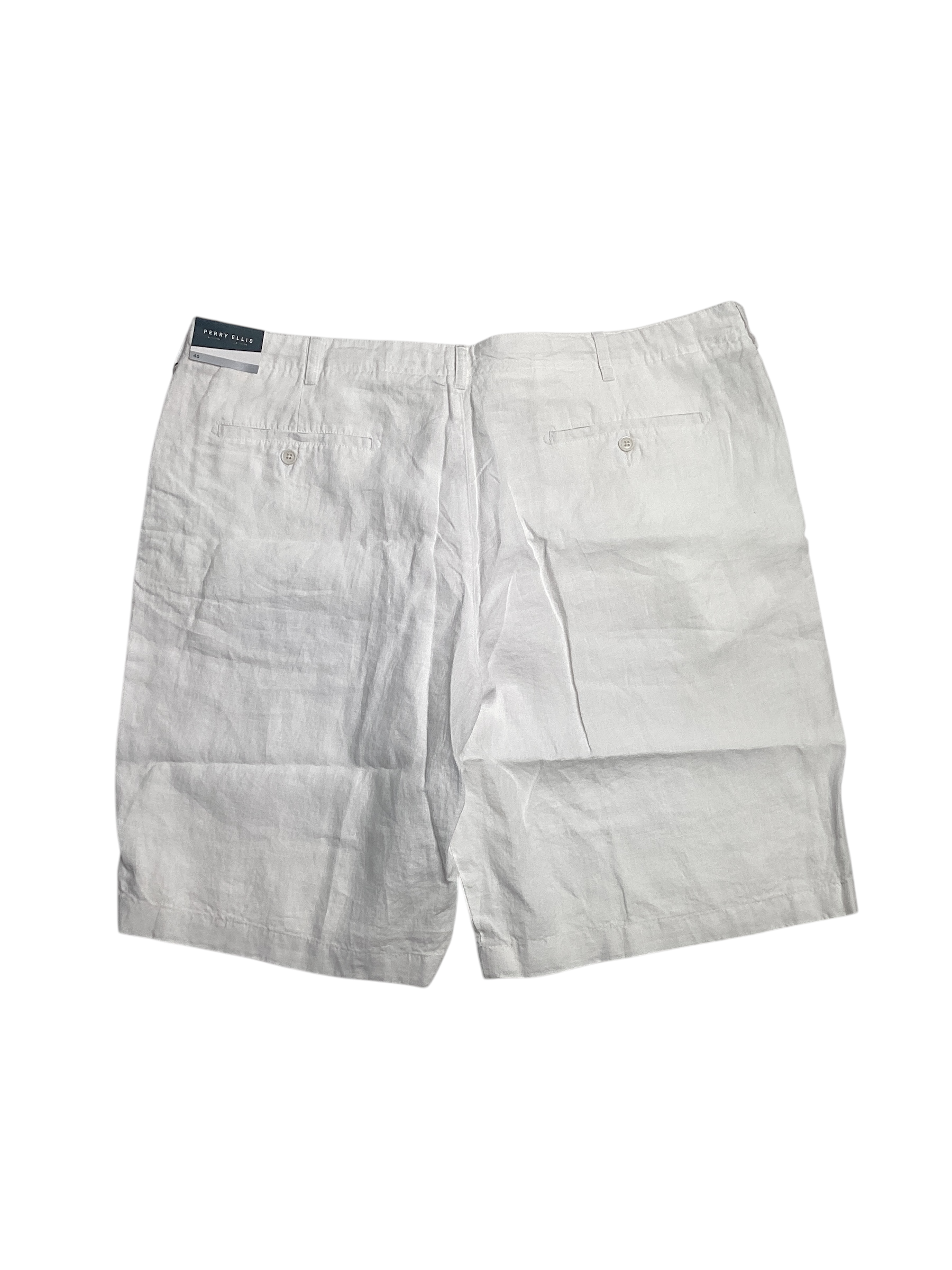 Perry Ellis White Linen Drawstring Shorts Size 40