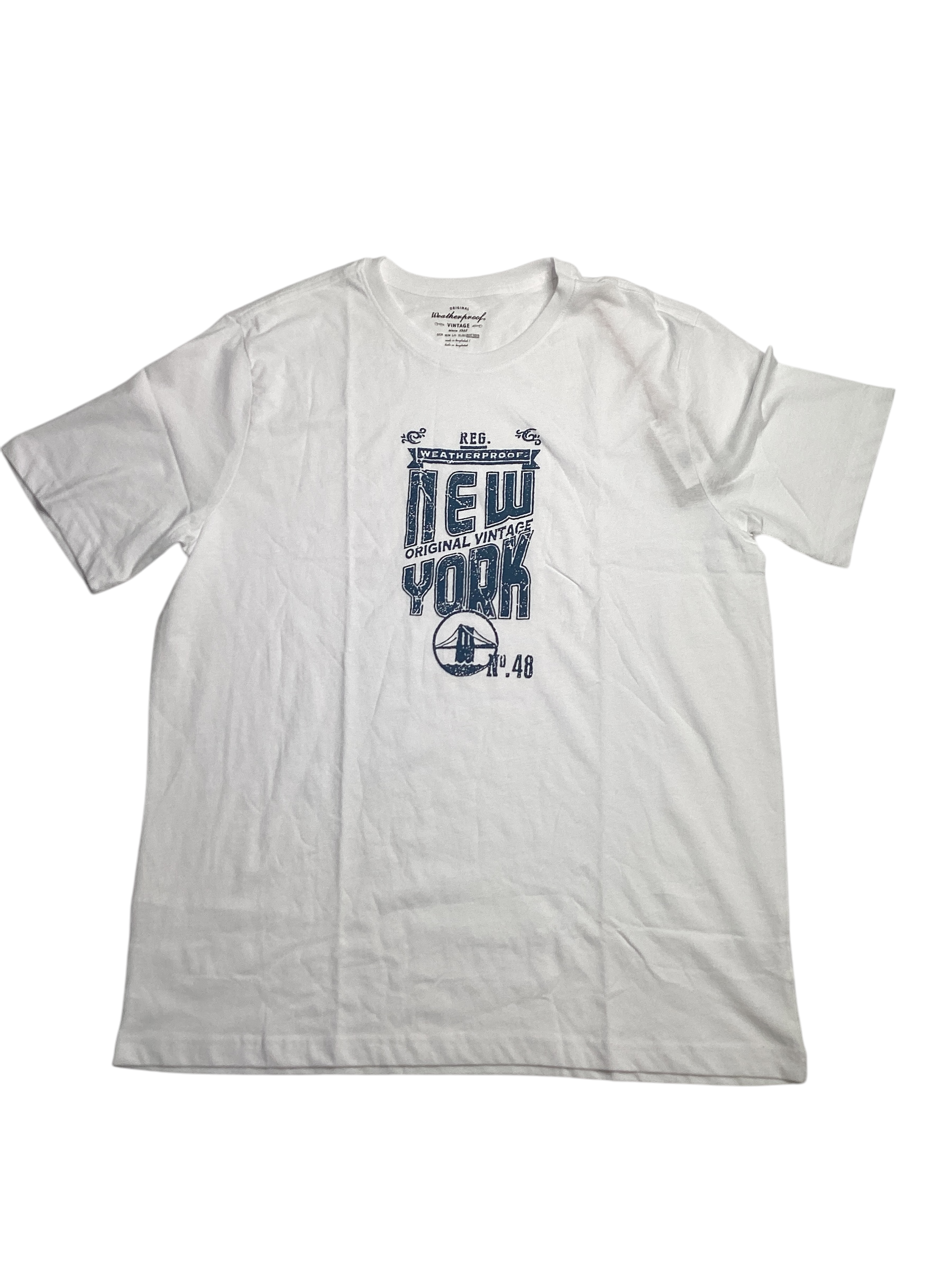Weatherproof Vintage Mens Short Sleeve T Shirt 2XL XXL White New York