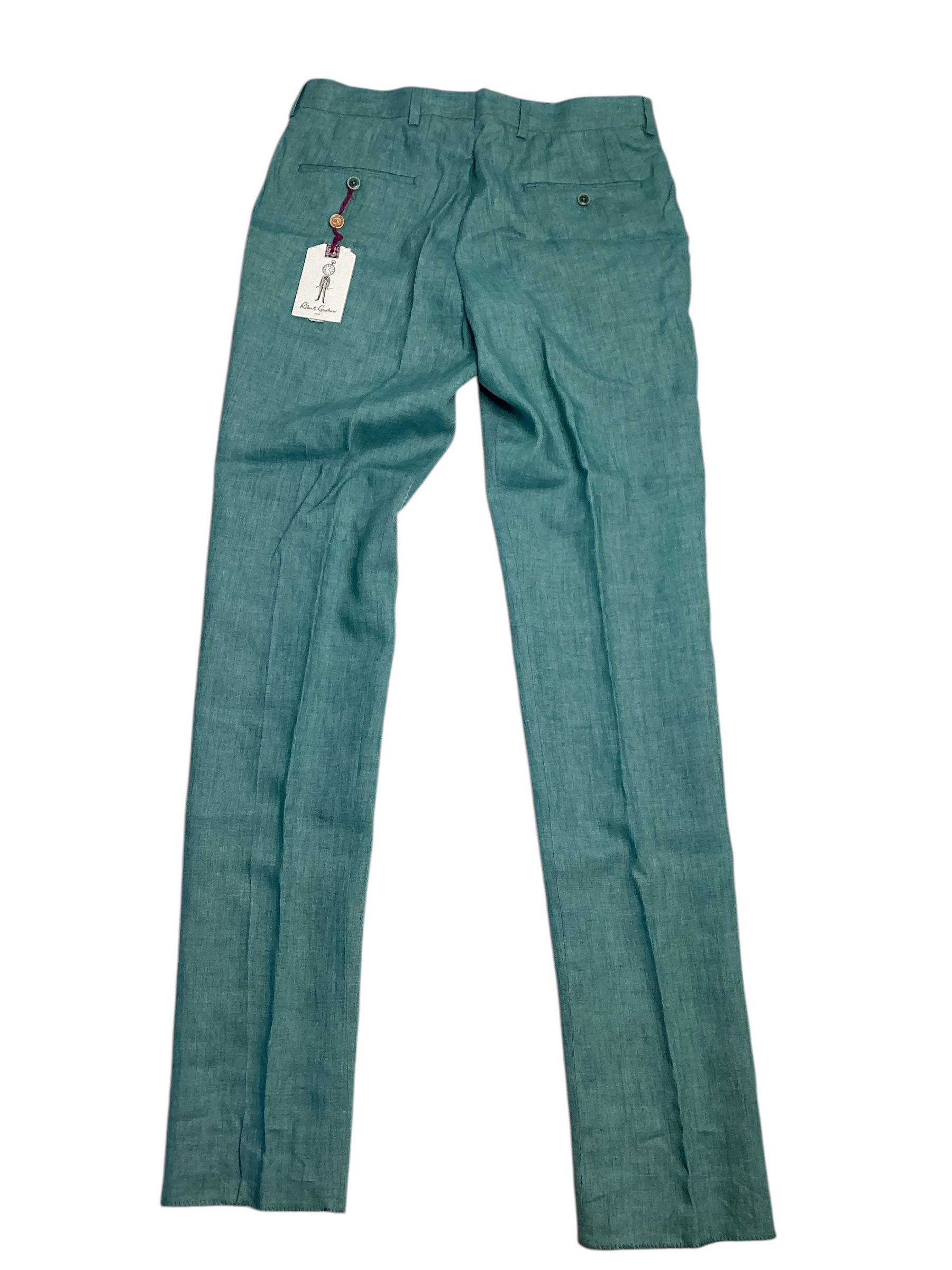 Robert Graham Mens Delave Slim Fit Linen Suit Dress Pants 36 Teal Green