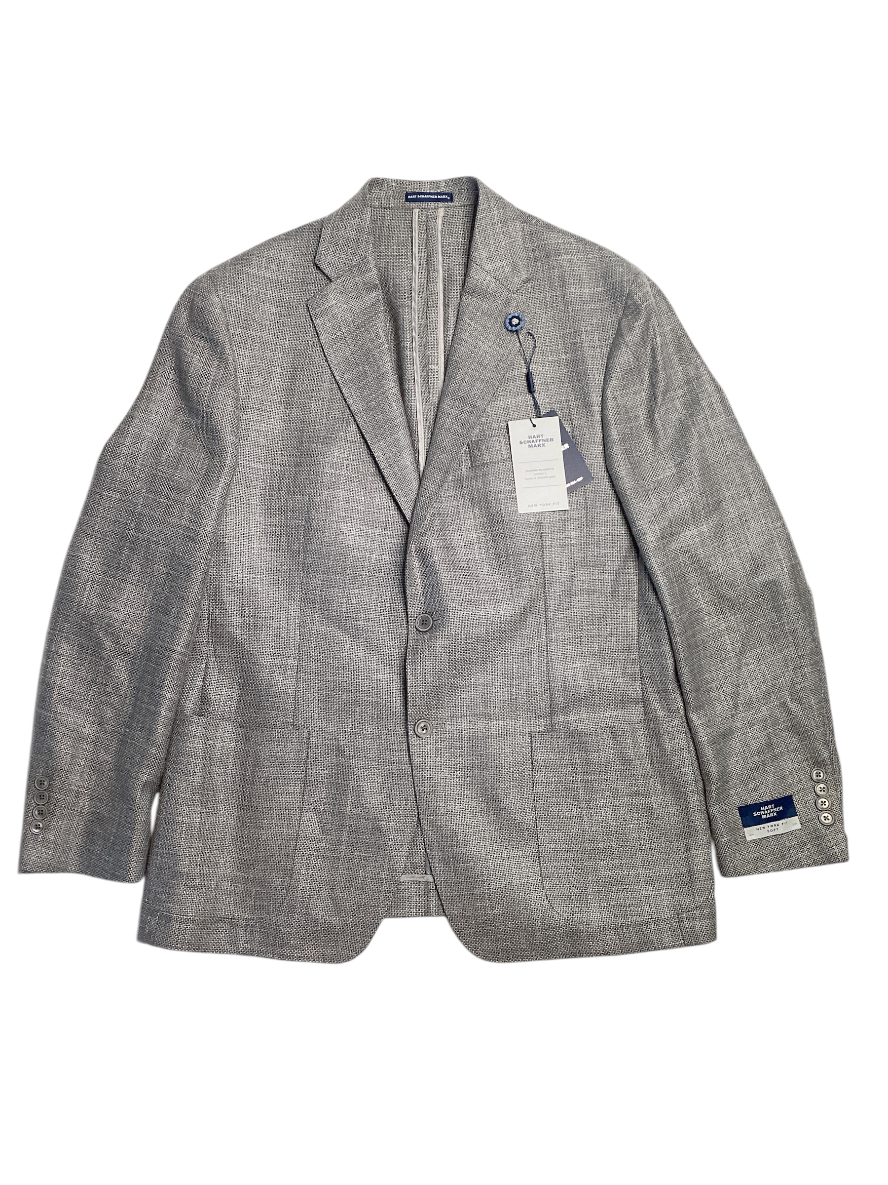 Hart Schaffner Marx New York Solid Weave Regular Fit Sport Coat 40R Grey