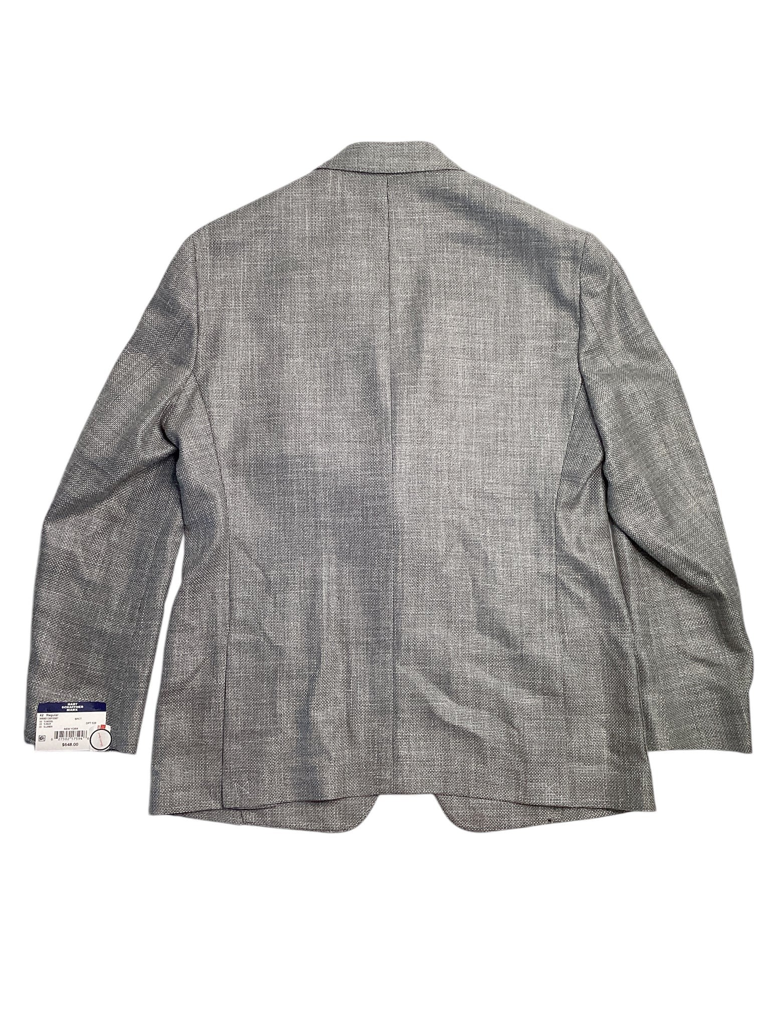 Hart Schaffner Marx New York Solid Weave Regular Fit Sport Coat 50R Grey