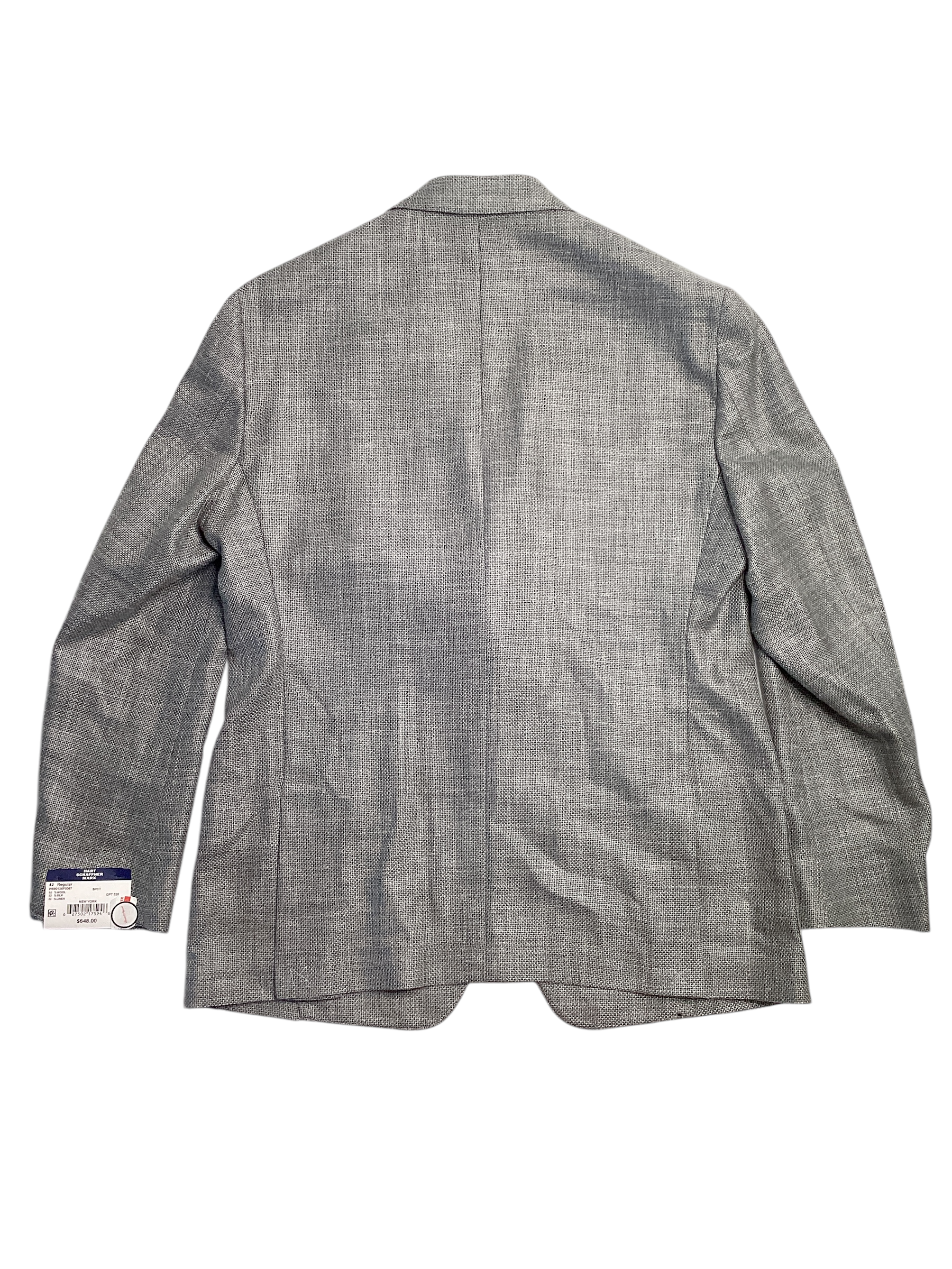 Hart Schaffner Marx New York Solid Weave Regular Fit Sport Coat 42R Grey