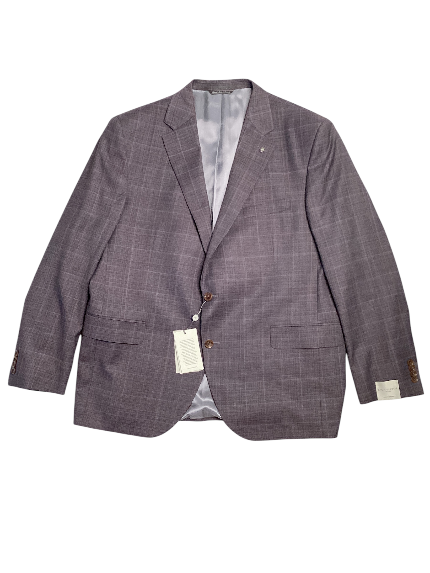 Jack Victor Napoli Tonal Windowpane Regular Fit Suit 42R / 36W Purple Plaid