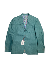 Robert Graham Mens Delave Linen Slim Fit Suit Jacket Sport Coat 40R Teal Green