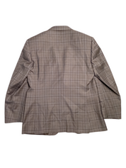 Canali Mens Siena Italian Sport Coat Blazer EU 58R US 48R Brown Blue Plaid Wool