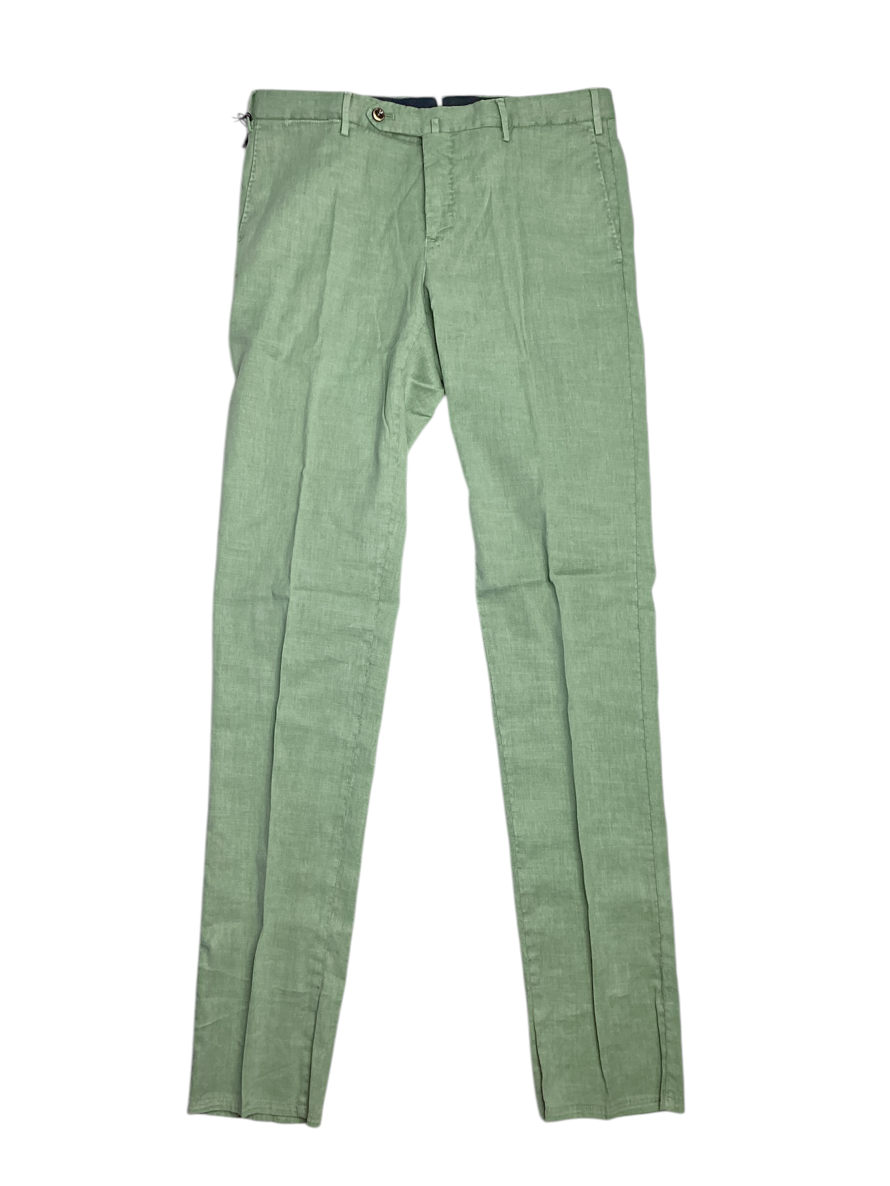 PT Torino Délavé Linen Cotton Garment Dyed Slim Fit Pants EU 52 US 36 Green