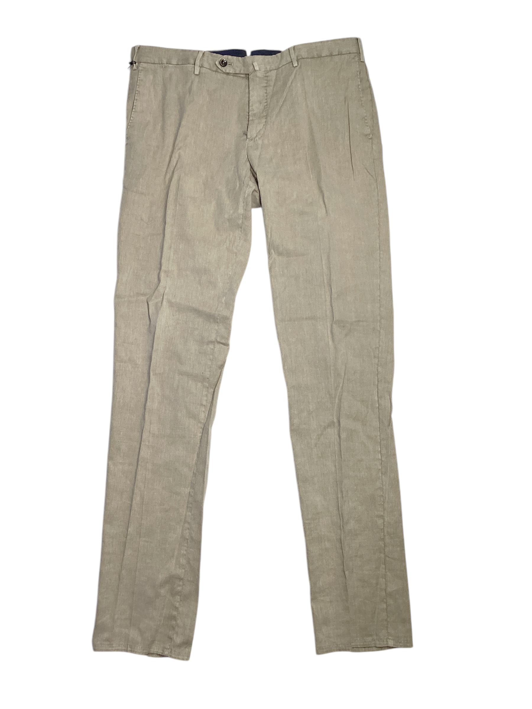 PT Torino Délavé Linen & Cotton Garment Dyed Slim Fit Pants EU 50 US 34 Beige