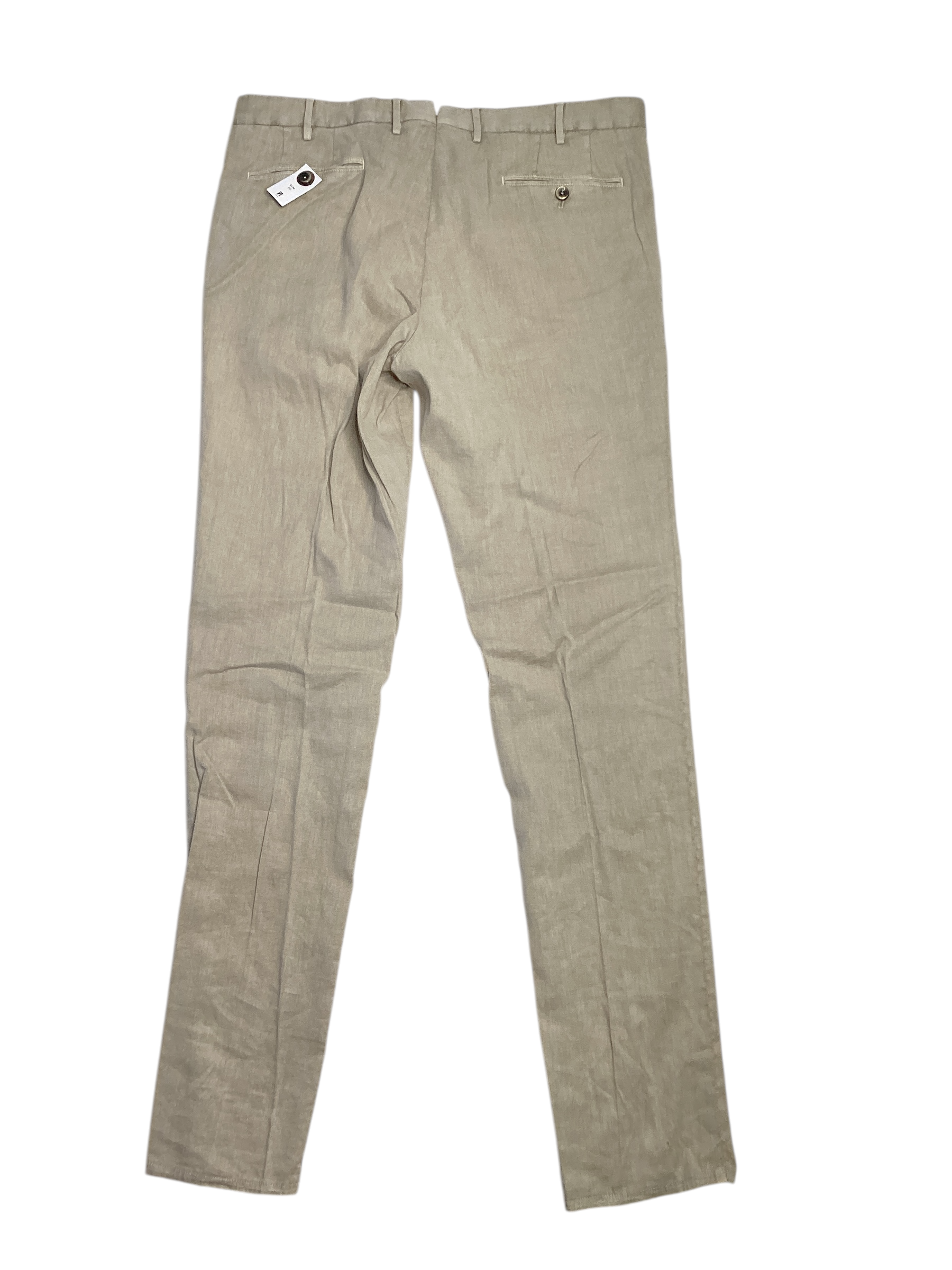 PT Torino Délavé Linen & Cotton Garment Dyed Slim Fit Pants EU 50 US 34 Beige