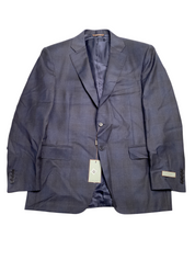 Canali Mens Siena Tonal Plaid Classic Fit Suit EU 50 US 40R / 34W Navy Blue