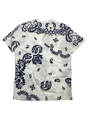 Moncler Mens White & Navy Blue Bandana Print T-Shirt Size XS