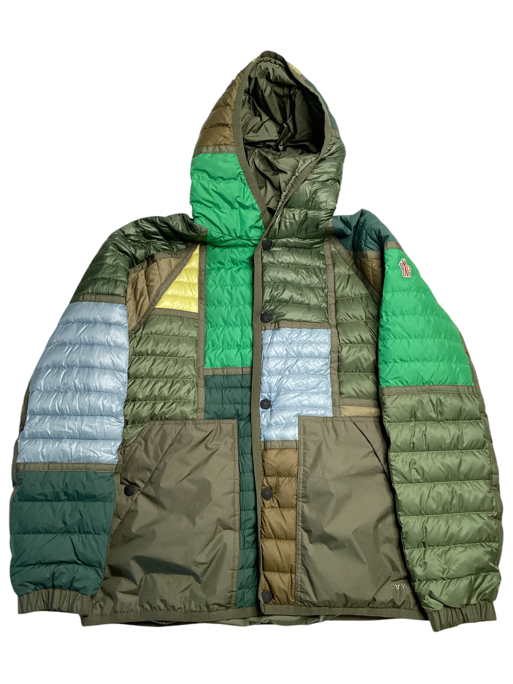 Moncler Mens Raron Colorblocked Patchwork Jacket Size 3 / Large Green