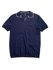 Alfani Mens Open Collar Short Sleeve Polo Shirt Small Blue