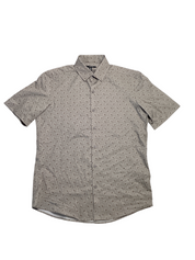 Alfani Mens Alfatech Geometric Dot Short Sleeve Button Up Shirt Green Small