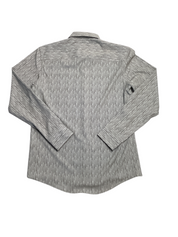 Alfani Mens Regular Fit Stripe Stretch Button Up Grey Small