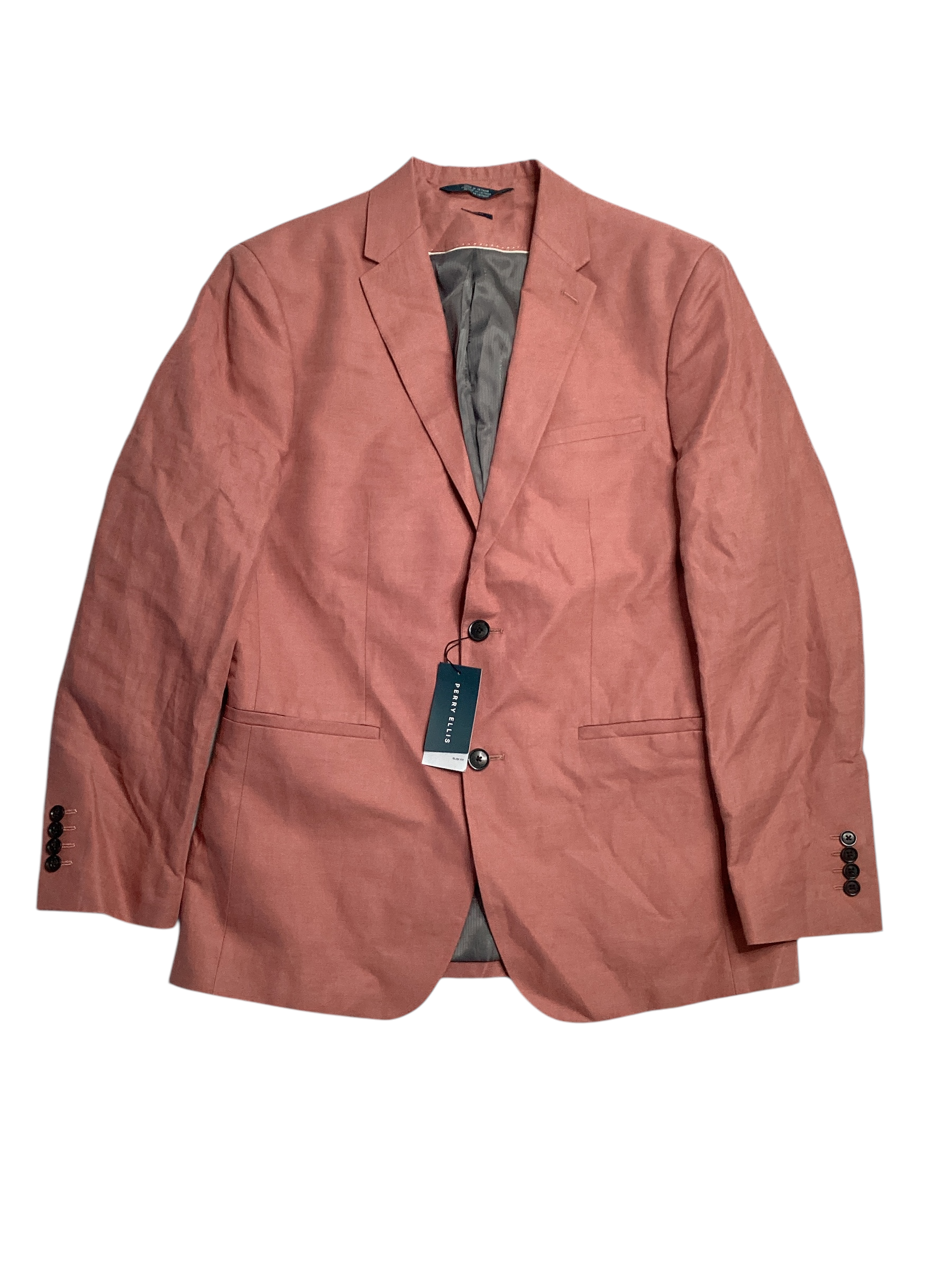 Perry Ellis Mens Classic fit Sport Coat Blazer 38 R Pink Solid Linen