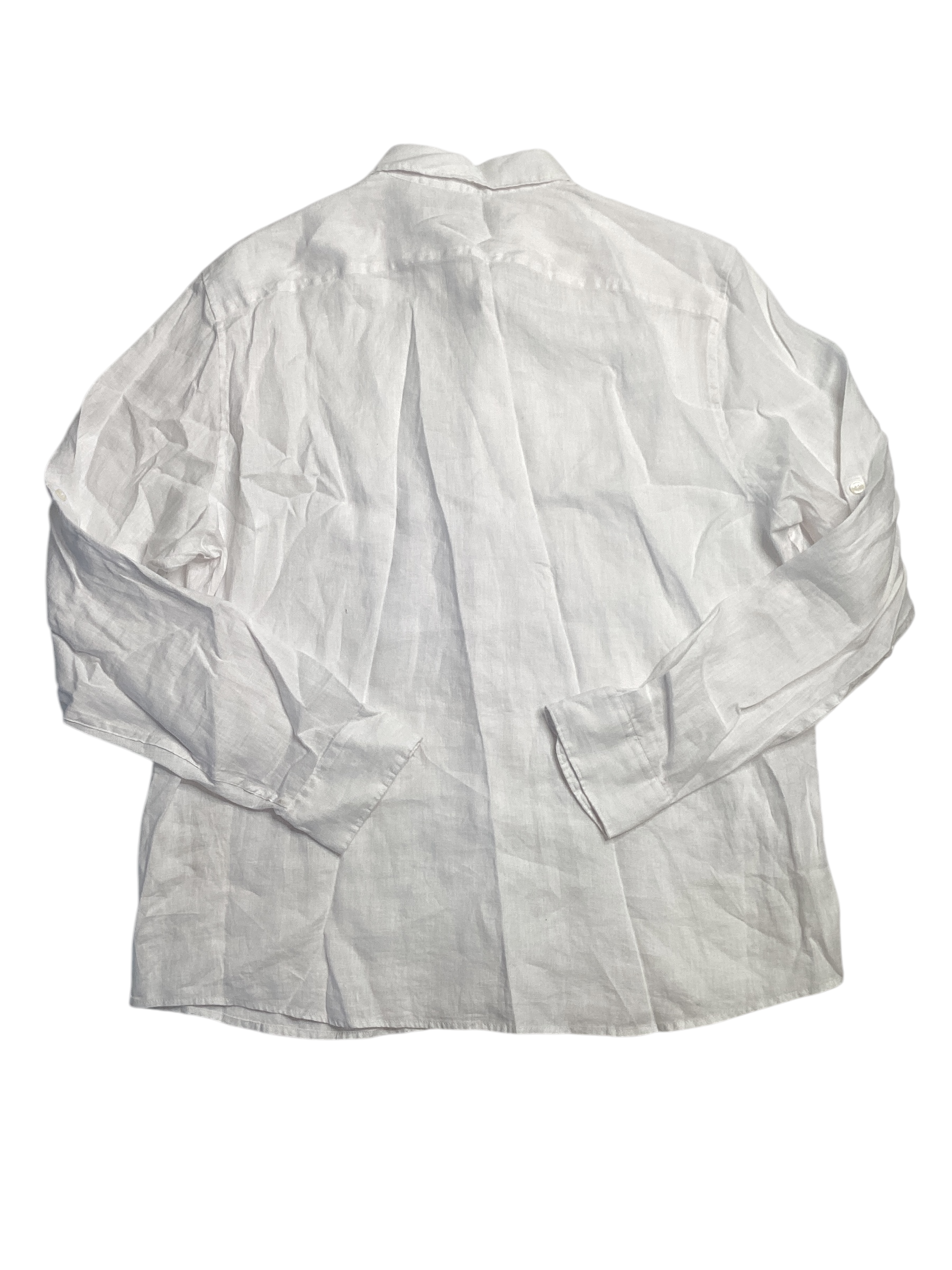 Perry Ellis Miend Linen Roll Sleeve Short Sleeve Shirt Button Up Shirt White XL