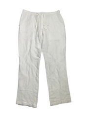 Cubavera Mens Drawstring Linen-Blend Pants White Elastic Waistband Large
