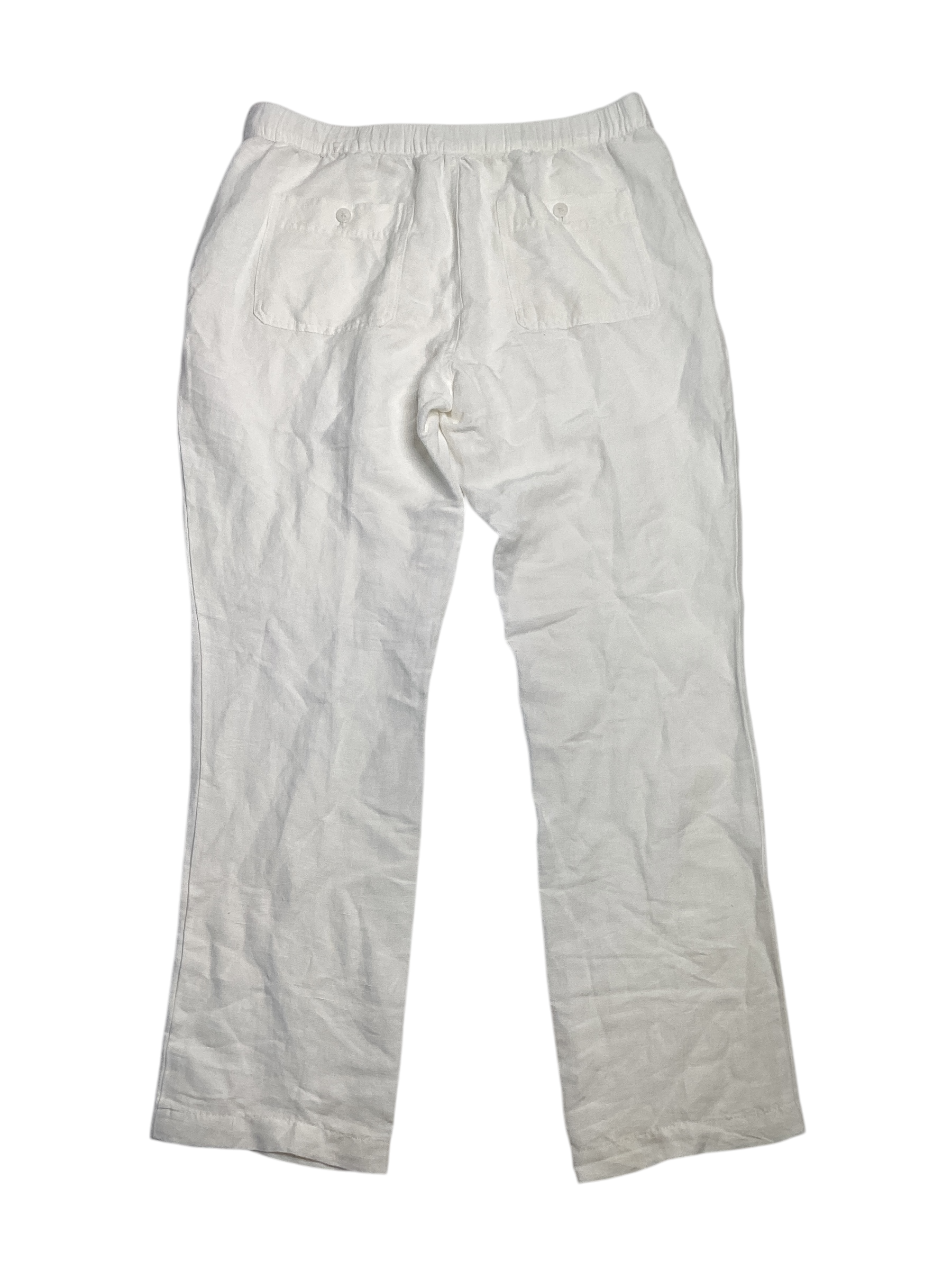 Cubavera Mens Drawstring Linen-Blend Pants White Elastic Waistband Large