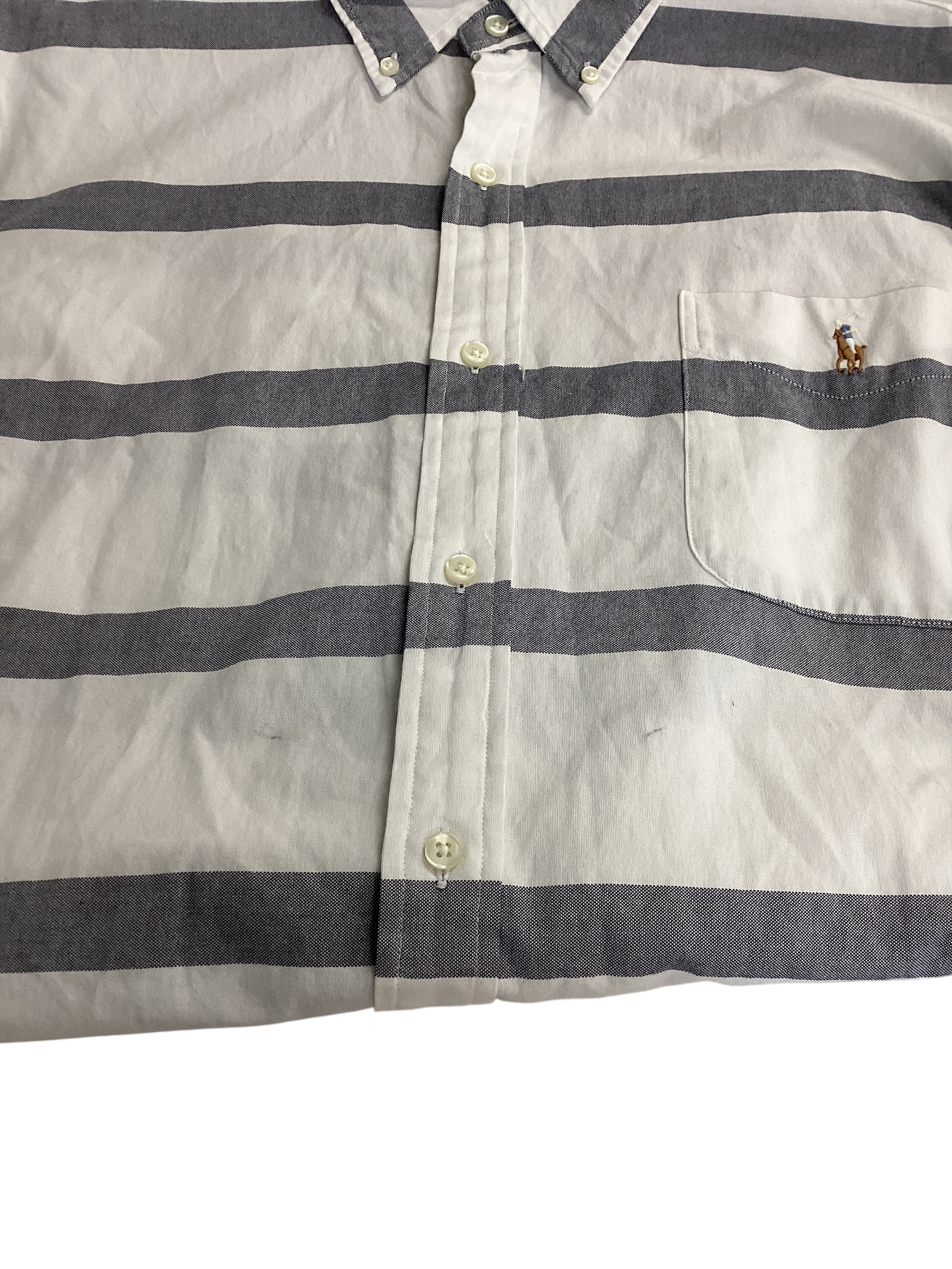Polo Ralph Lauren Mens Classic fit Long Sleeve Button-Up Shirt XXL White Striped