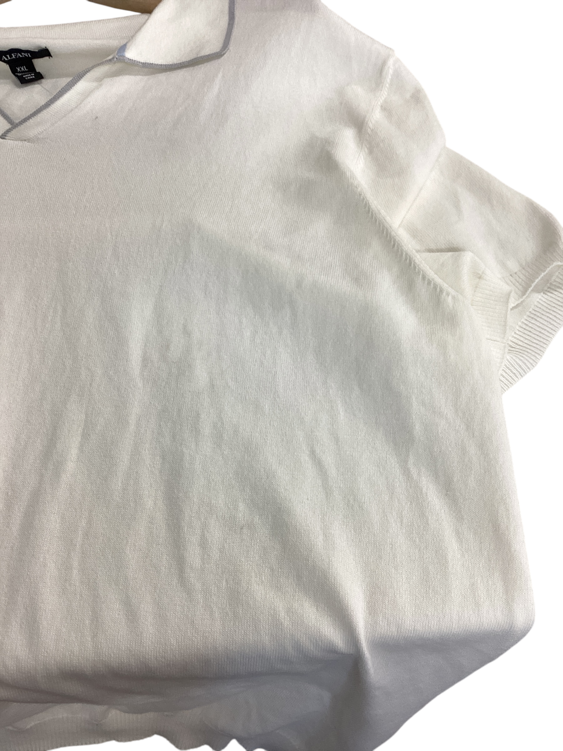 Alfani Mens Regular fit Short Sleeve Polo Shirt XXL White Solid