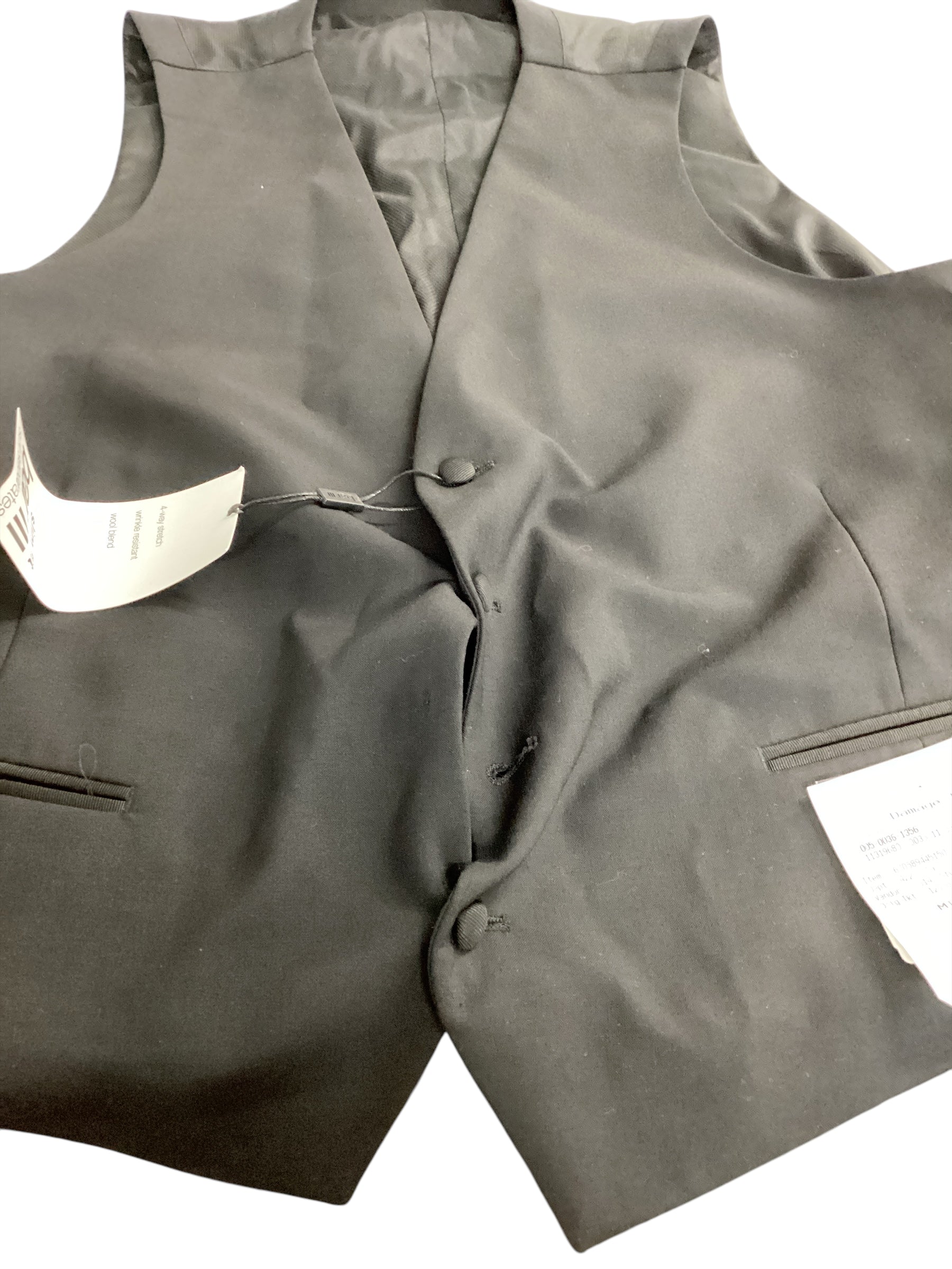 Bar Iii Mens Slim fit Button-Up Vest XL Black