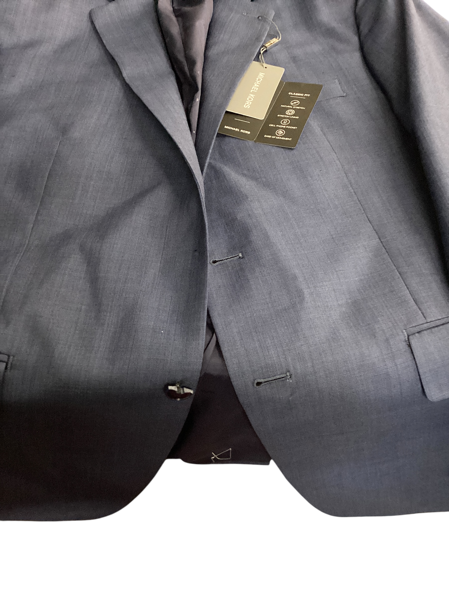 Michael Kors Mens Classic fit Suit Jacket Blazer 46 R Blue Solid