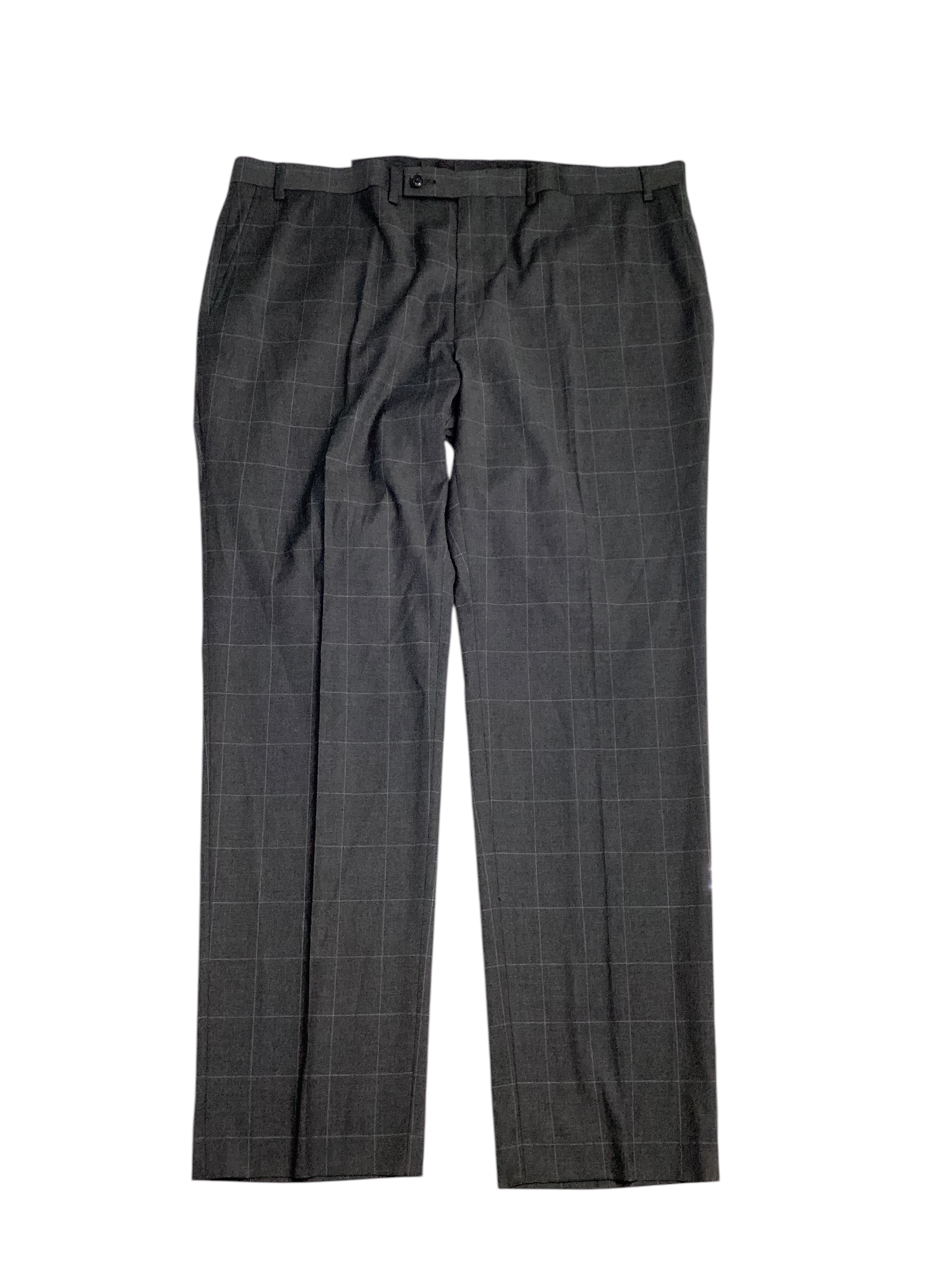 Perry Ellis Mens Modern fit 2 Piece Suit 42 R / 35 Waist Grey Plaid Stretch