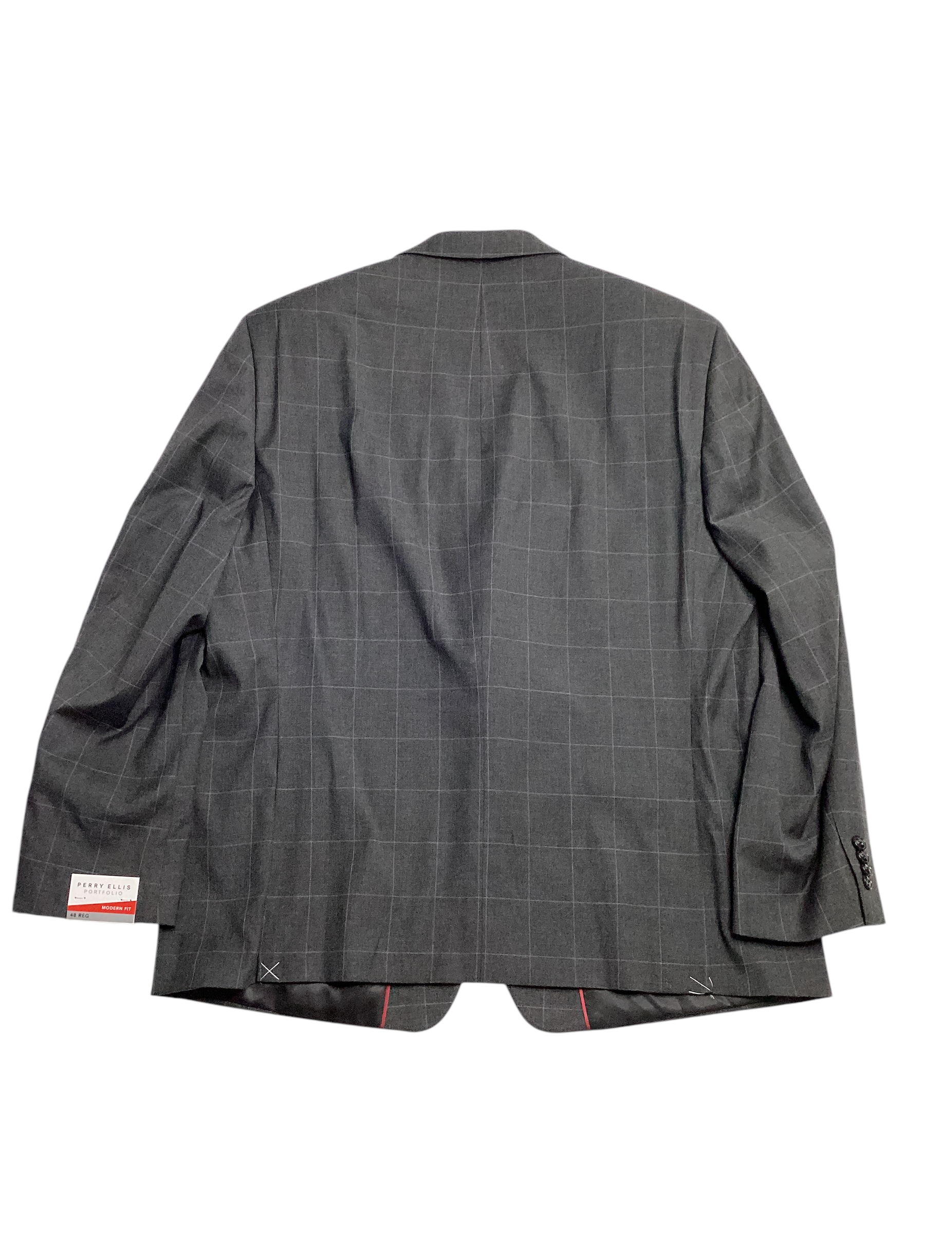 Perry Ellis Portfolio Mens Modern fit 2 Piece Suit 40 R / 33 Waist Grey Plaid