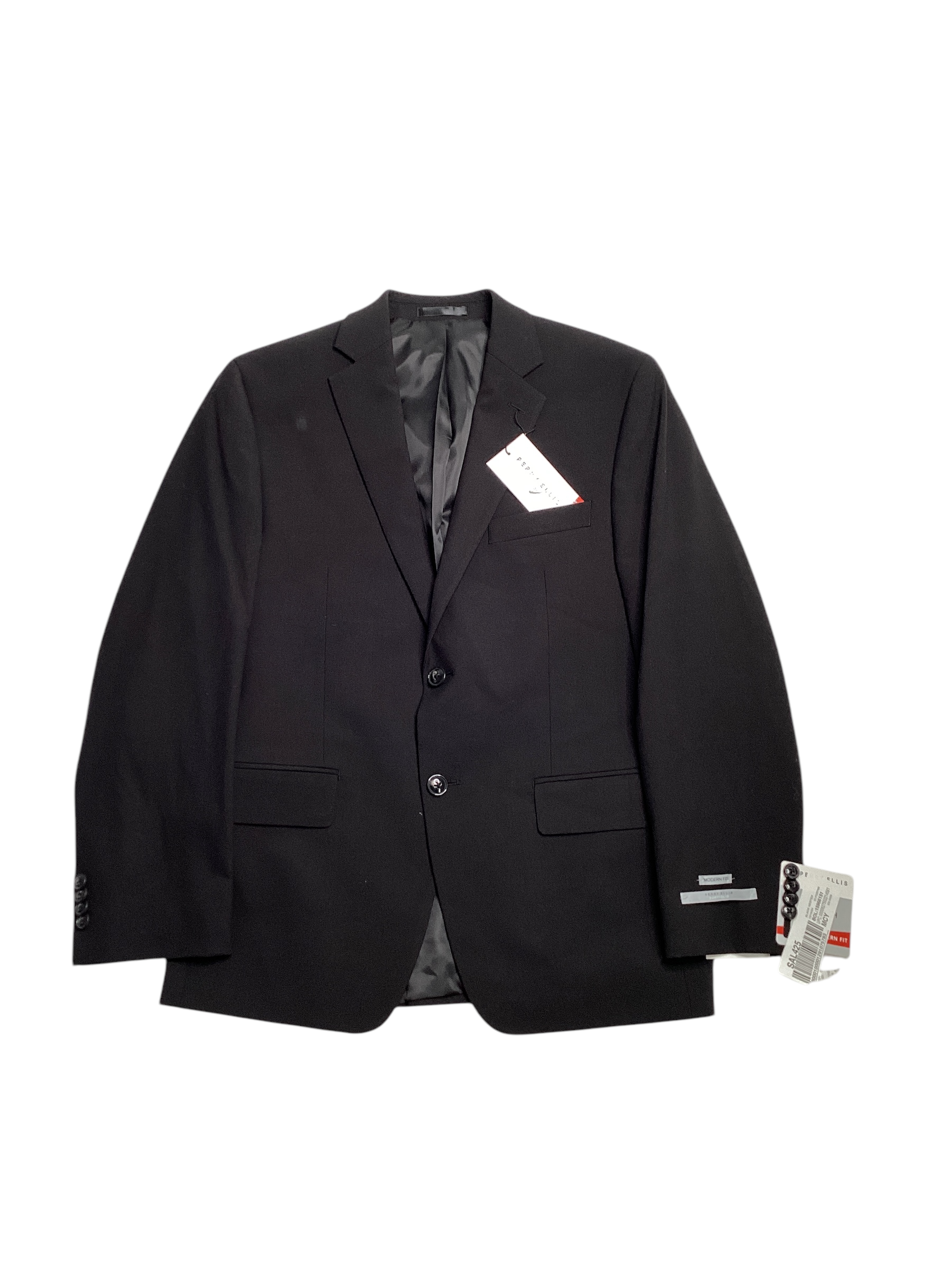 Perry Ellis Mens Modern fit 2 Piece Suit 36 R / 29 Waist Black Solid Stretch