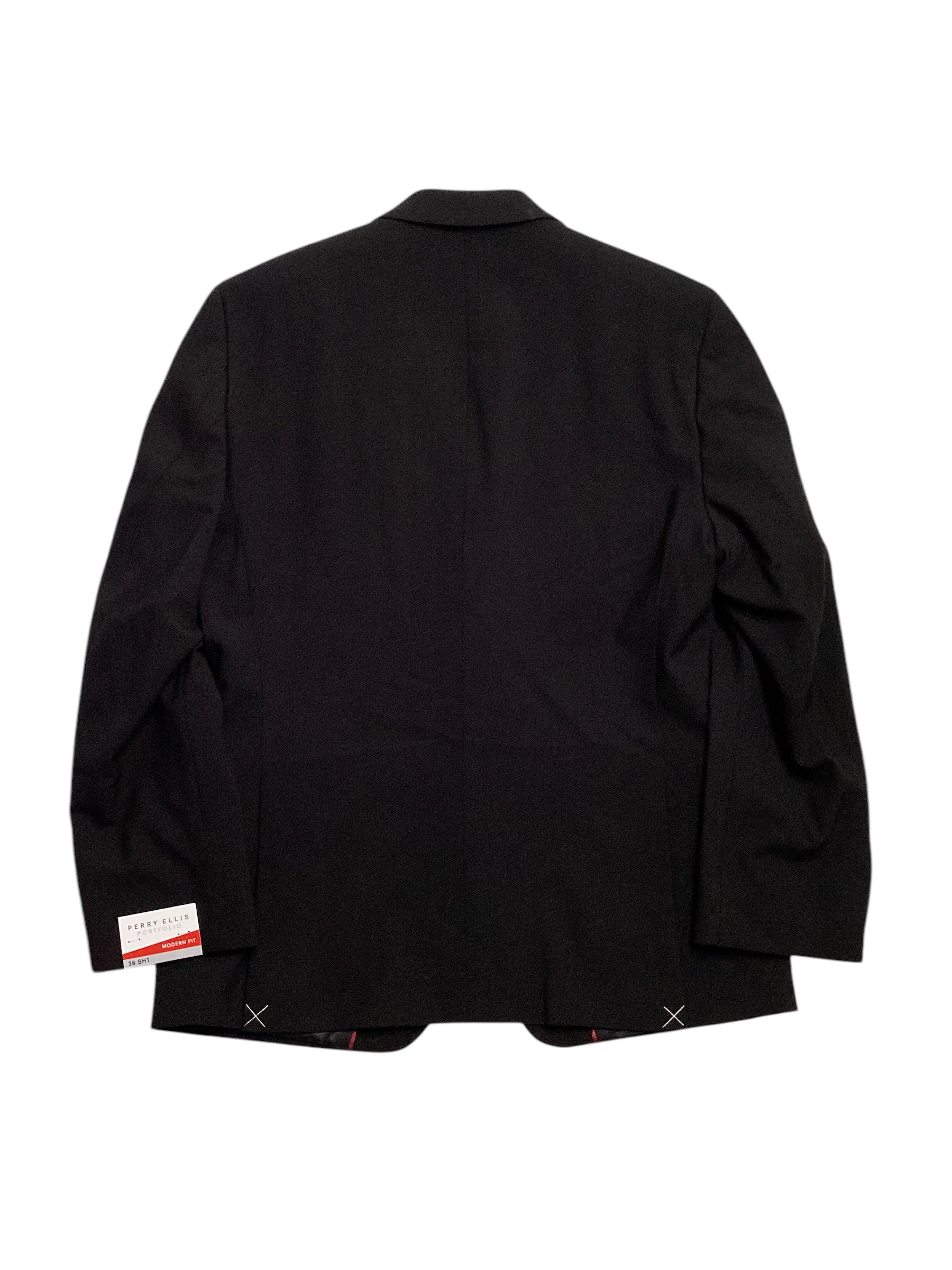 Perry Ellis Mens Modern fit 2 Piece Suit 36 R / 29 Waist Black Solid Stretch