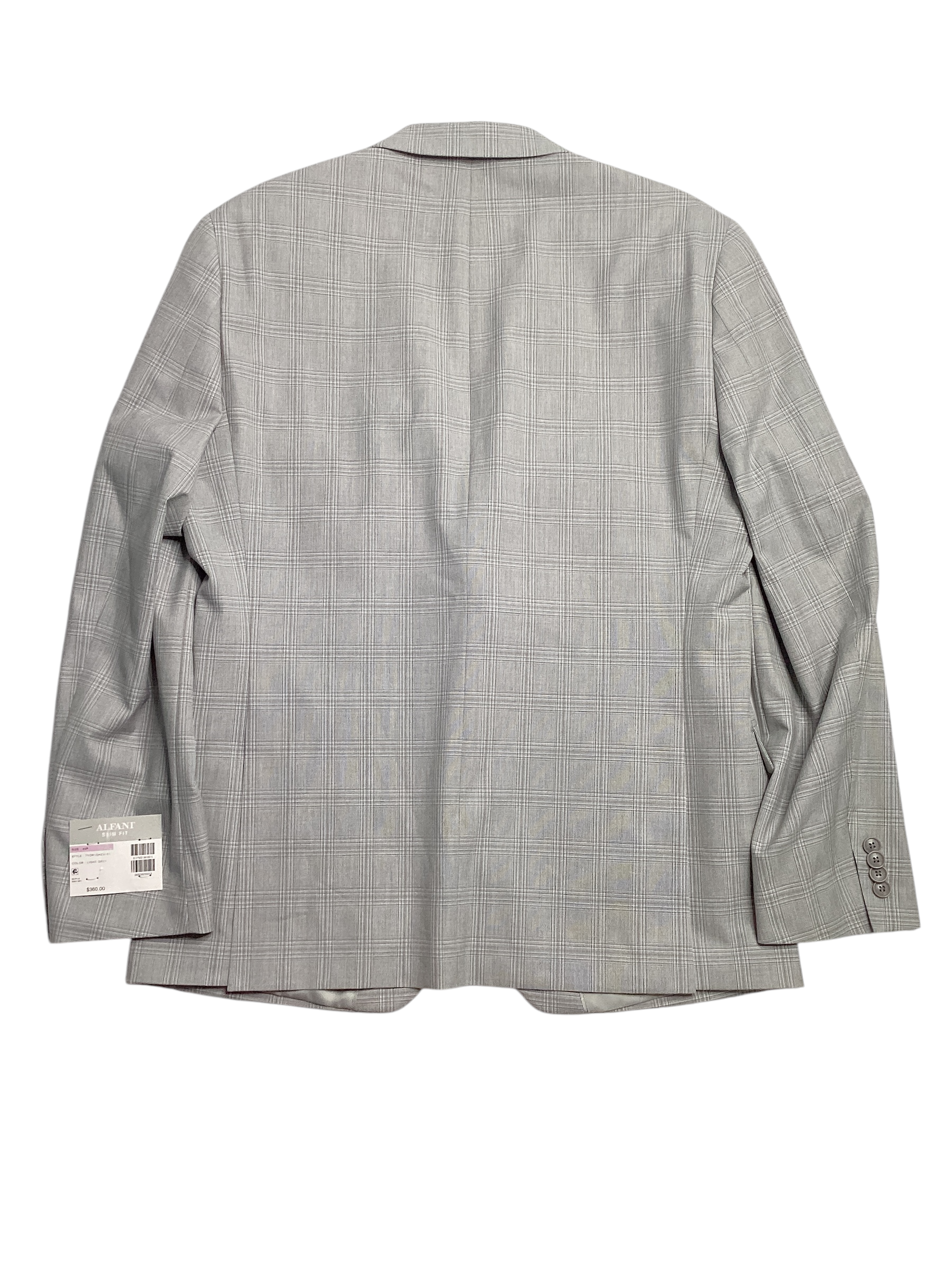 Alfani Mens Slim fit Suit Jacket Blazer 46 R Light Grey Plaid Stretch