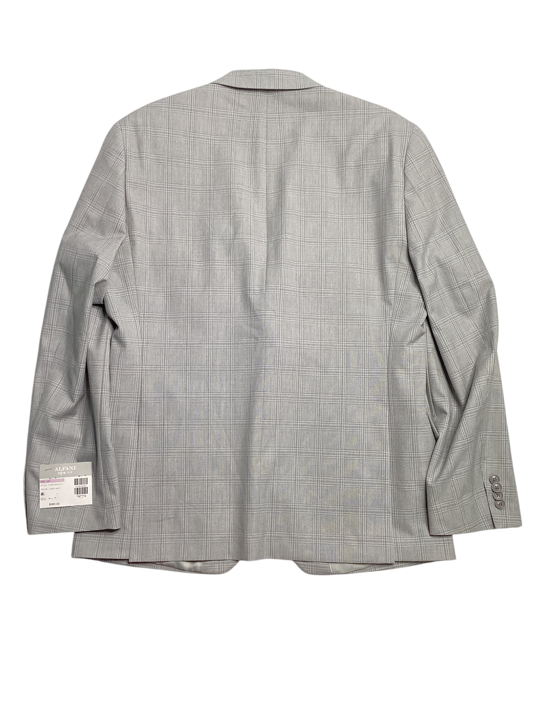 Alfani Mens Slim fit Sport Coat Blazer 46 R Light Grey Plaid Stretch
