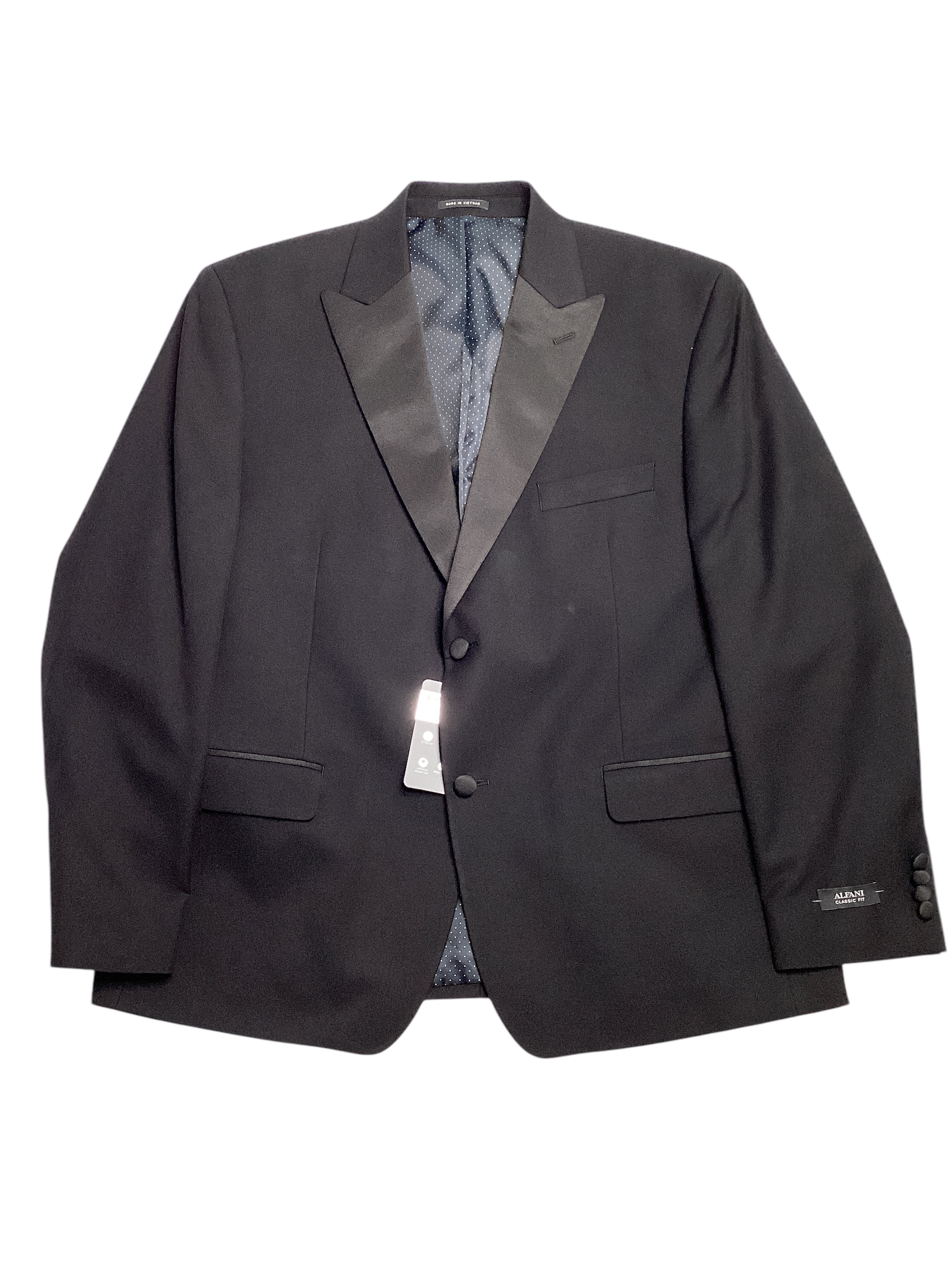Alfani Mens Classic fit Tuxedo Jacket Blazer 46 L Black Solid Stretch