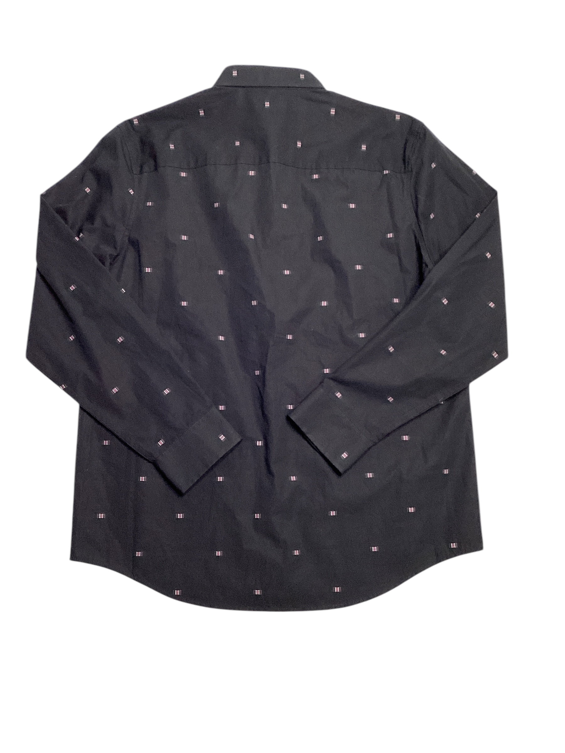 Alfani Mens Regular fit Long Sleeve Button-Up Shirt Large Black Geometric