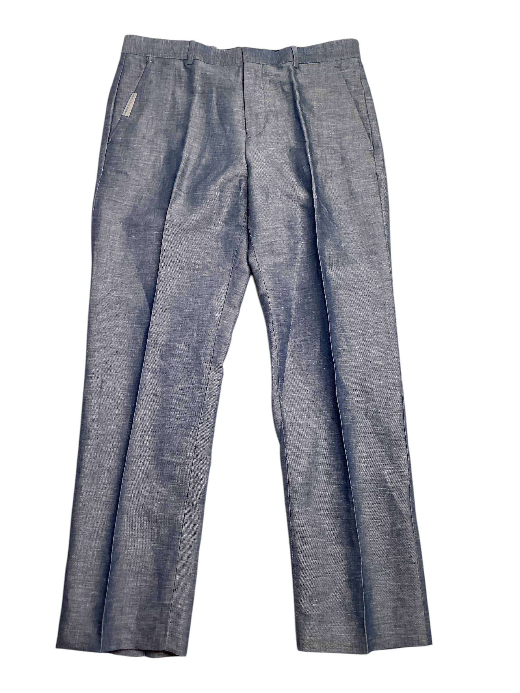 Perry Ellis Portfolio Mens Modern fit Dress Pants 38 / 32 Light Blue Solid Linen